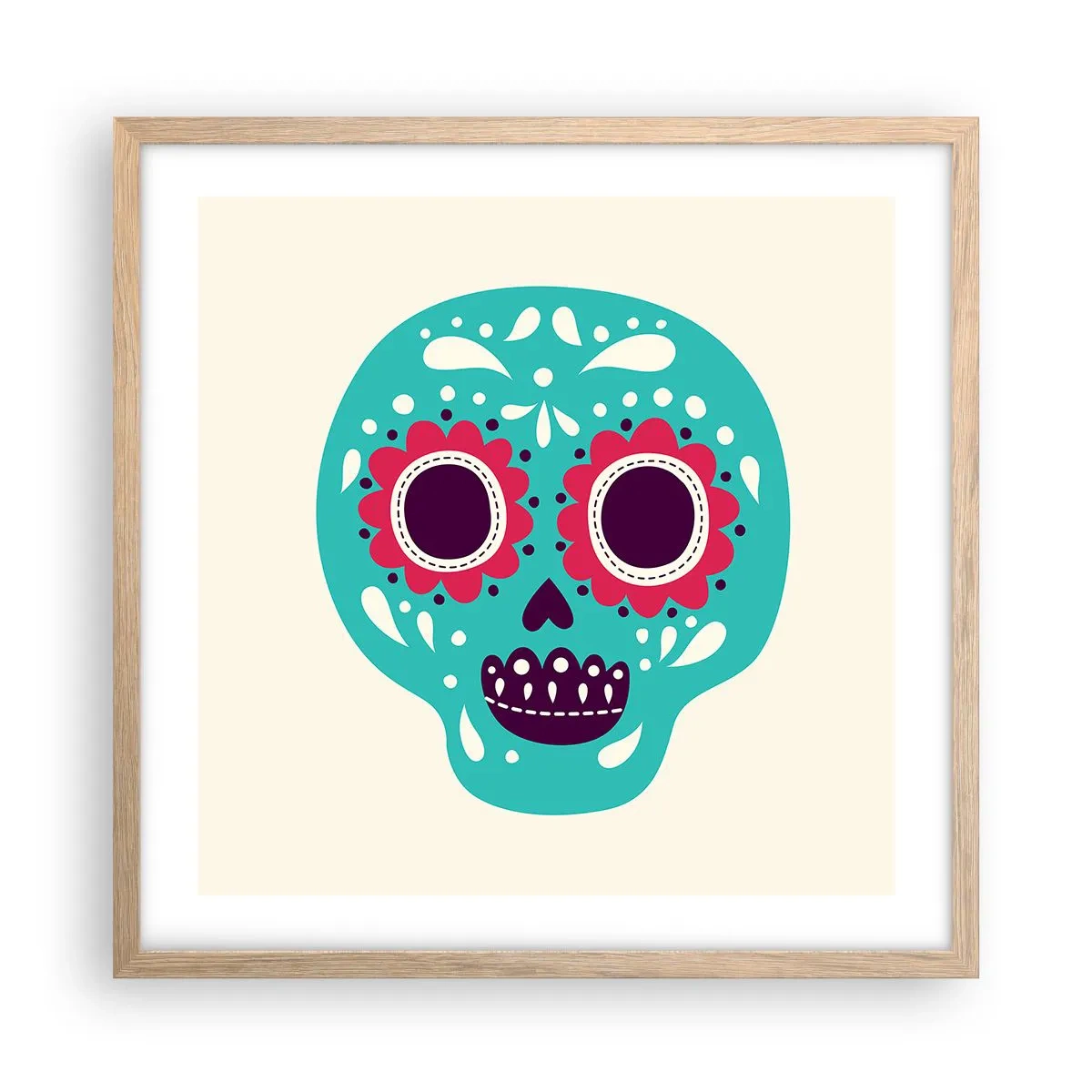 Poster în ramă de stejar deschis - Viața - distracție până la moarte - 50x50 cm