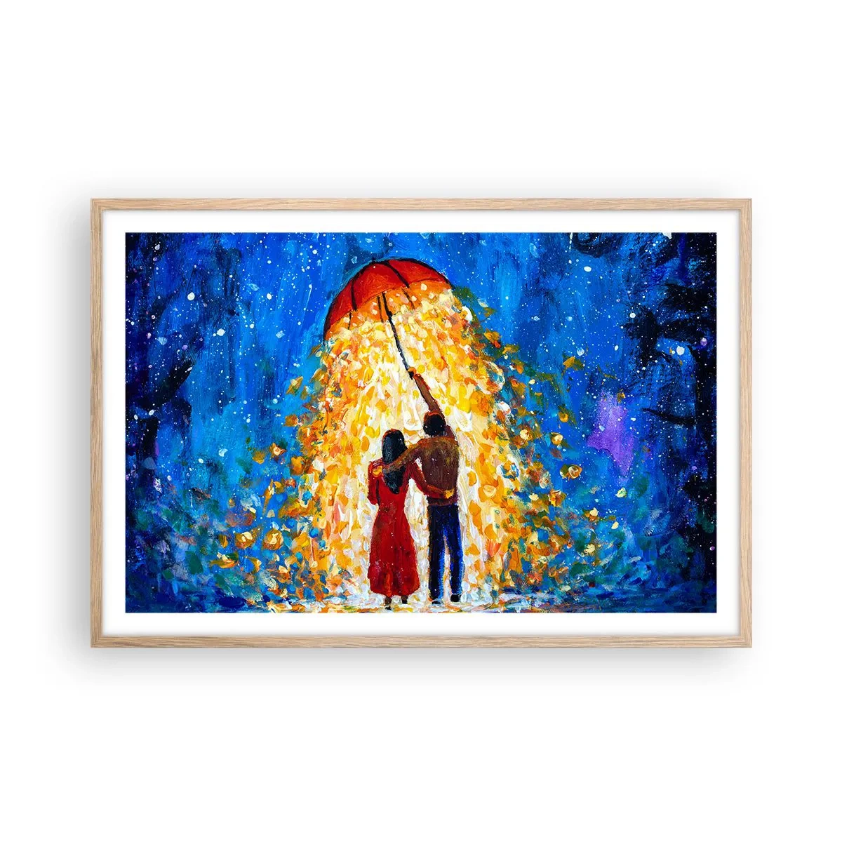 Poster în ramă de stejar deschis - Magia unei seri ploioase? - 91x61 cm