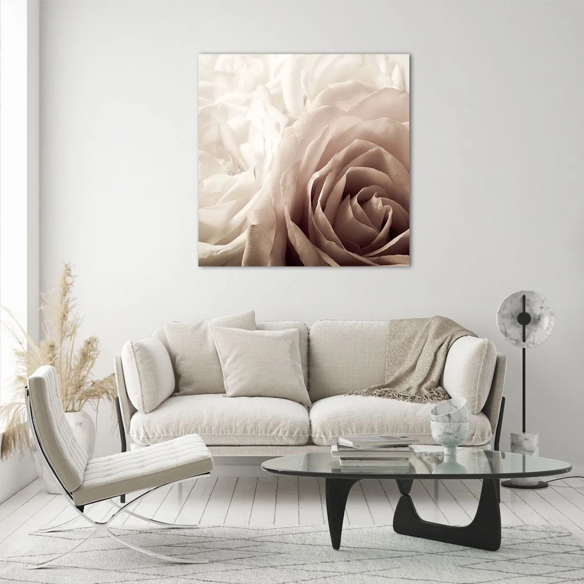 Tablou pe sticlă - În inima unui trandafir - 60x60 cm