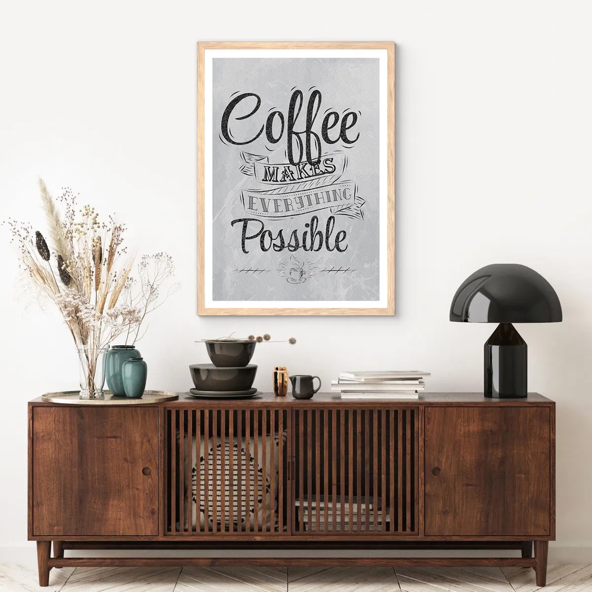 Poster în ramă de stejar deschis - Cum să nu iubești cafeaua - 61x91 cm