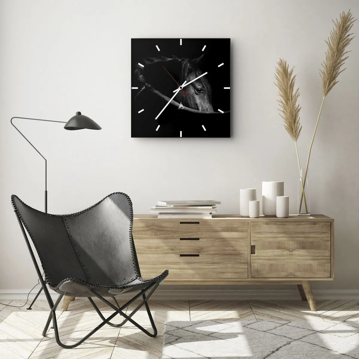 Ceas de perete - Ceas pe sticlă - Prințul negru - 40x40 cm