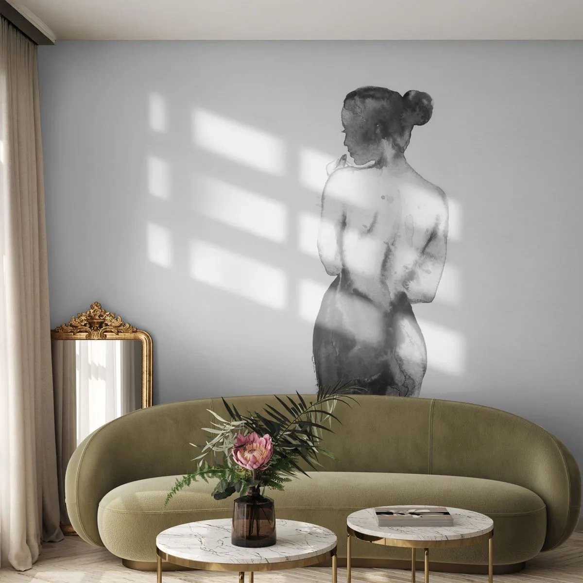 Tapet Premium Sand - Cu ea lumea dispare - Femeie, Corpul Femeii, Grafică - 100x70 cm