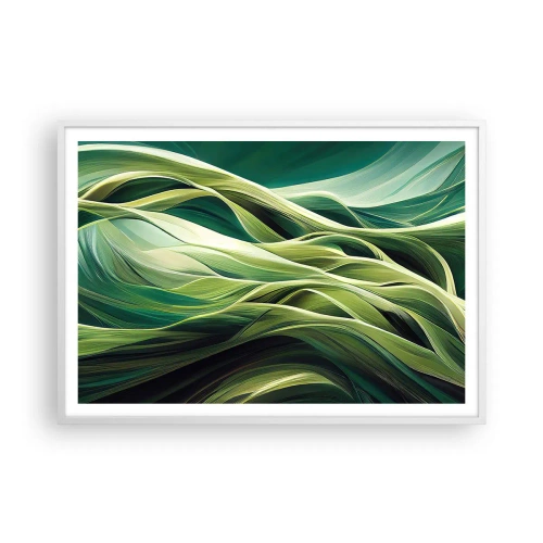 Poster în ramă albă - Un joc abstract de verde - 100x70 cm