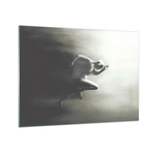 Tablou pe sticlă - Siluetă dinamică a unei figuri care aleargă în lumină neclară - 70x50cm - De neoprit - Decorațiune modernă pentru perete pentru living și dormitor ARTTOR