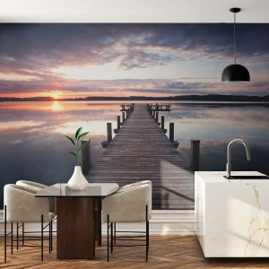 Tapet Premium Sand - Granița tăcută dintre zi și noapte - Peisaj, Lac, Apus de soare - 100x70 cm
