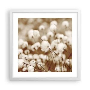 Poster în ramă albă - Câmp pufos - 40x40 cm