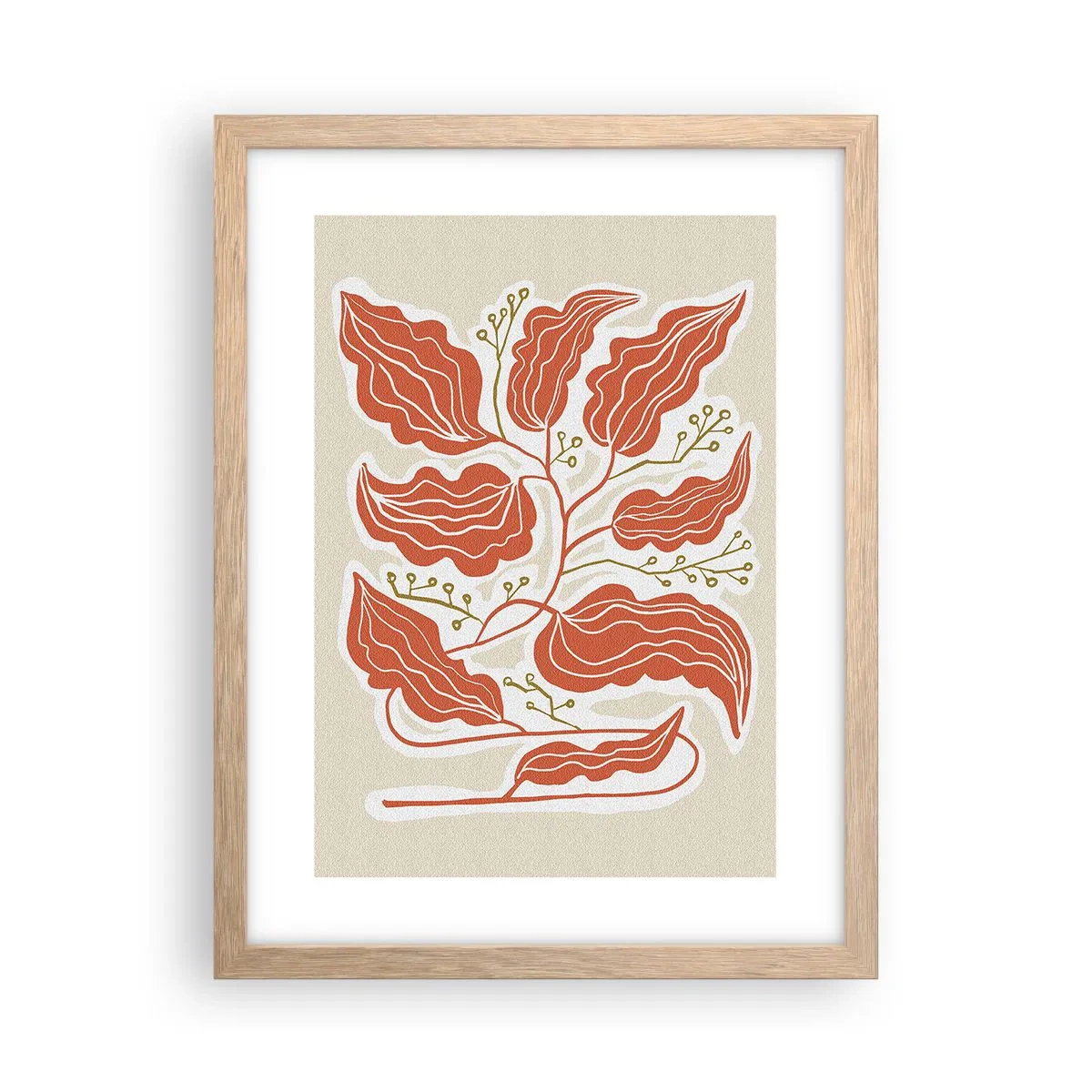 Poster în ramă de stejar deschis - Folk și coral - 30x40 cm