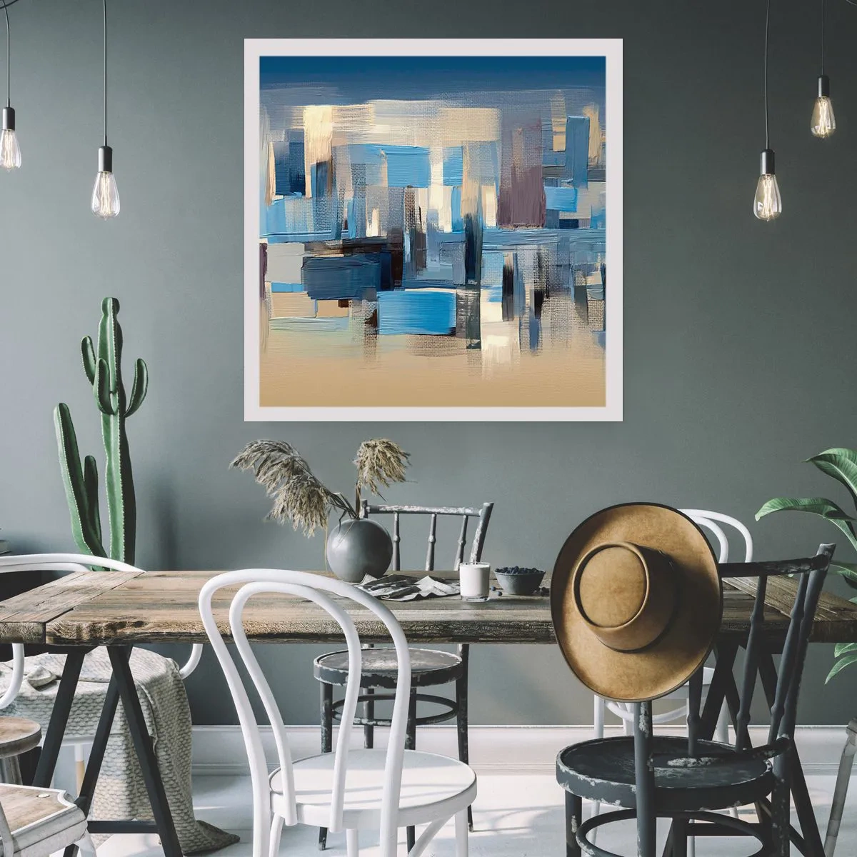 Poster - Construcție albastră - 40x40 cm