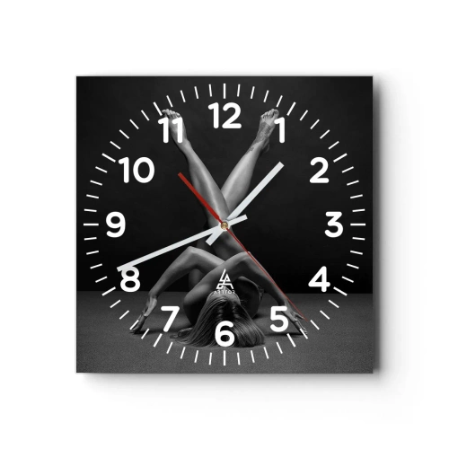 Ceas de perete - Ceas pe sticlă - Geometria nudității - 40x40 cm