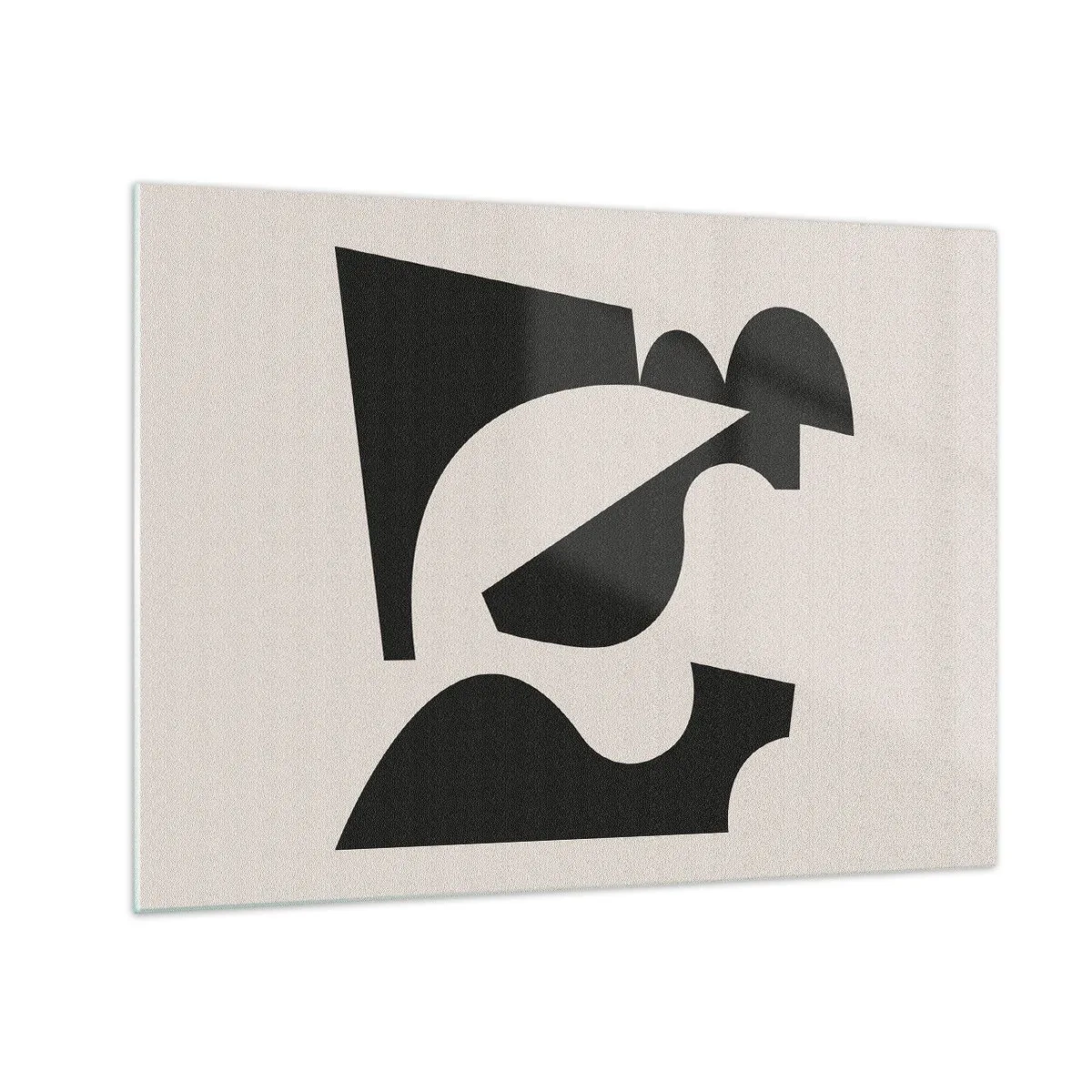 Tablou pe sticlă - Compoziție geometrică abstractă alb-negru - 70x50cm - Pentru autoasamblare - Decorațiune modernă pentru perete pentru living și dormitor ARTTOR