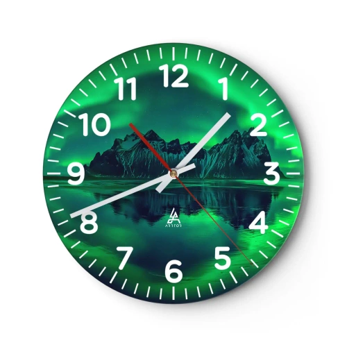 Ceas de perete - Ceas pe sticlă - În brațele aurorei - 40x40 cm