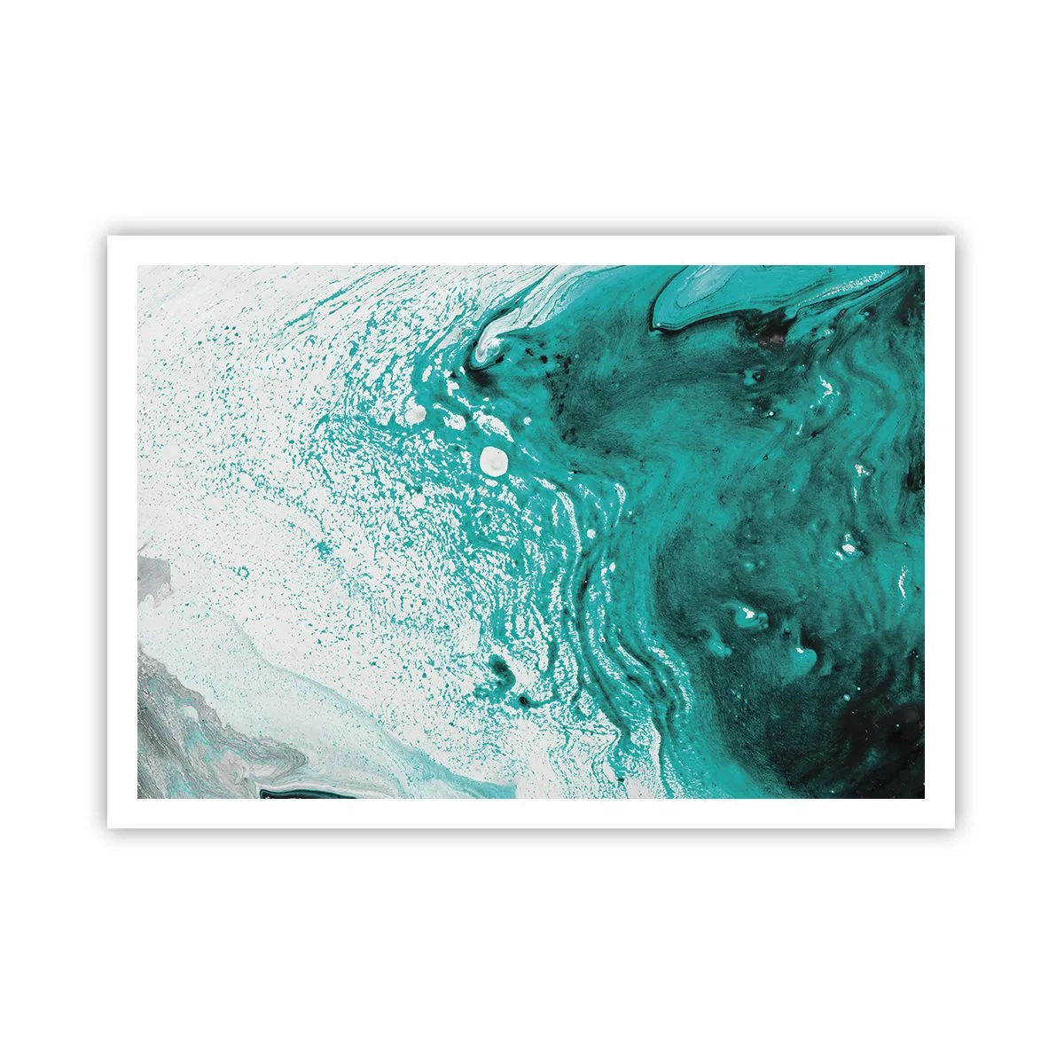 Poster - Dizolvându-se în alb și turcoaz - 100x70 cm