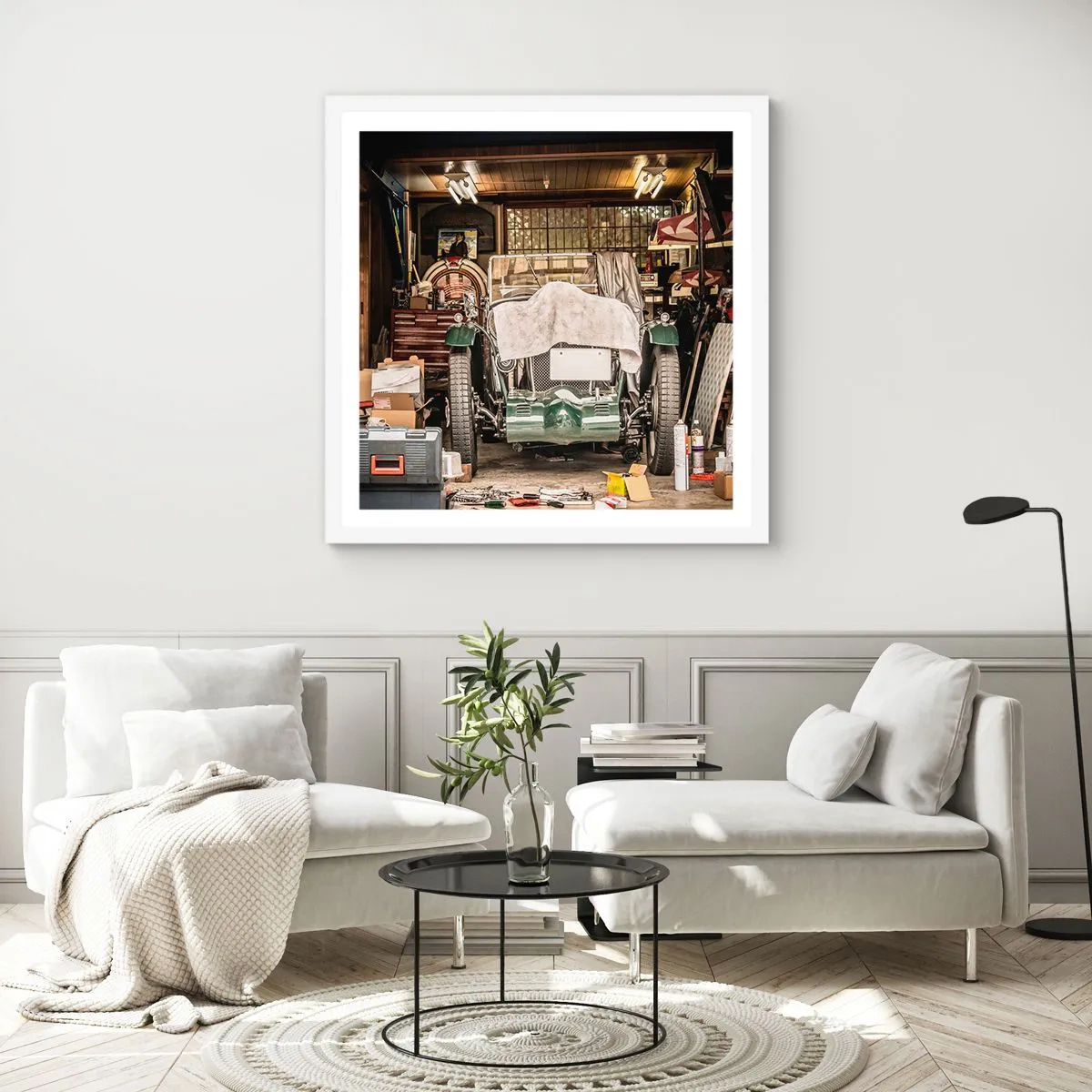 Poster în ramă albă - Înapoi în trecut - 30x30 cm