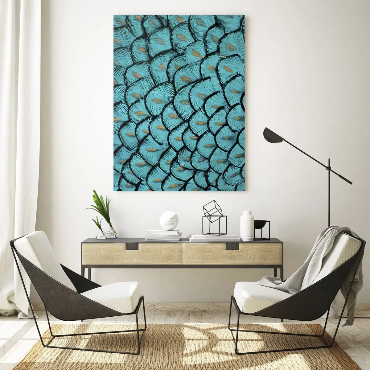 Tablou pe sticlă - Marea gală a penelor - 50x70 cm