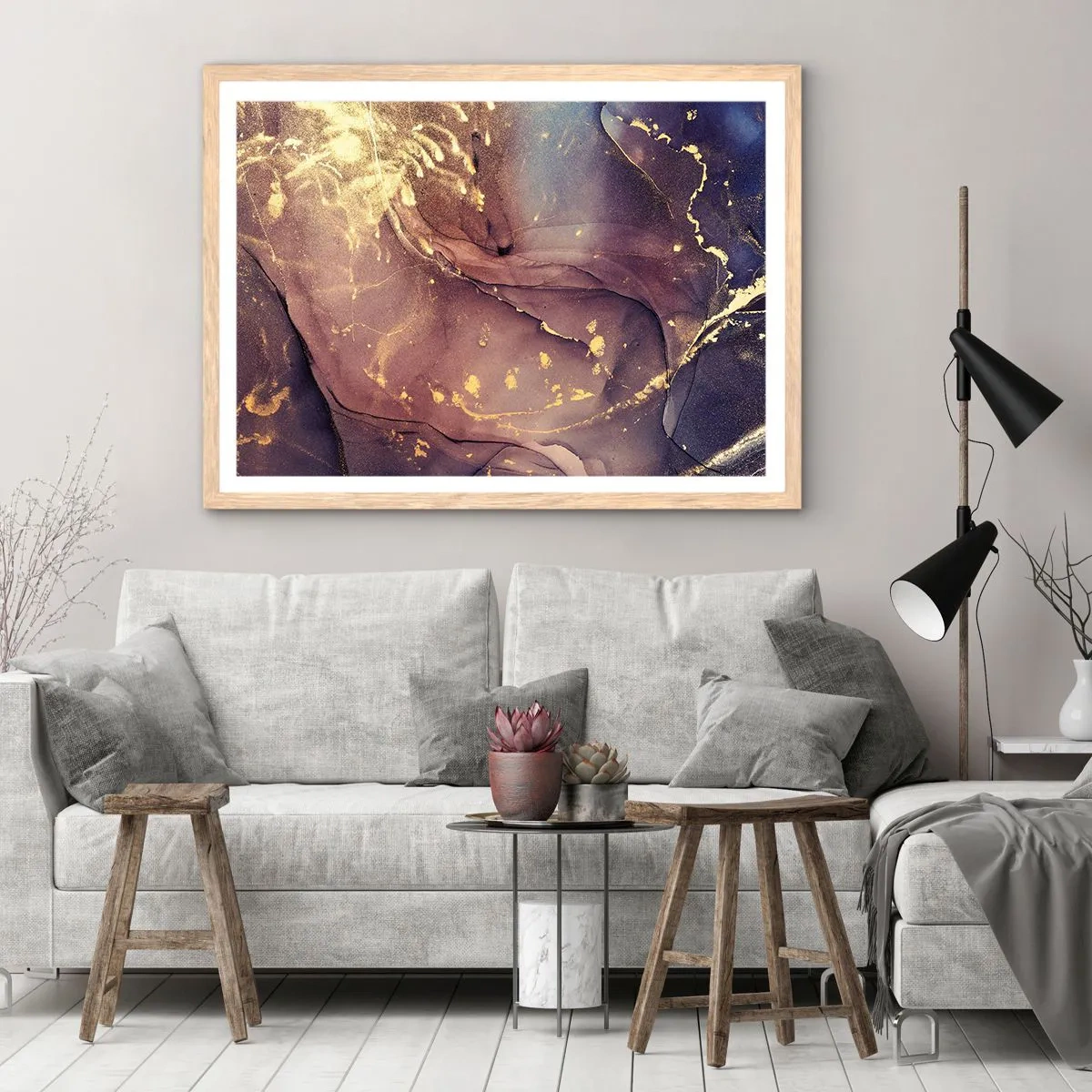 Poster în ramă de stejar deschis - Materie și spirit - 50x40 cm