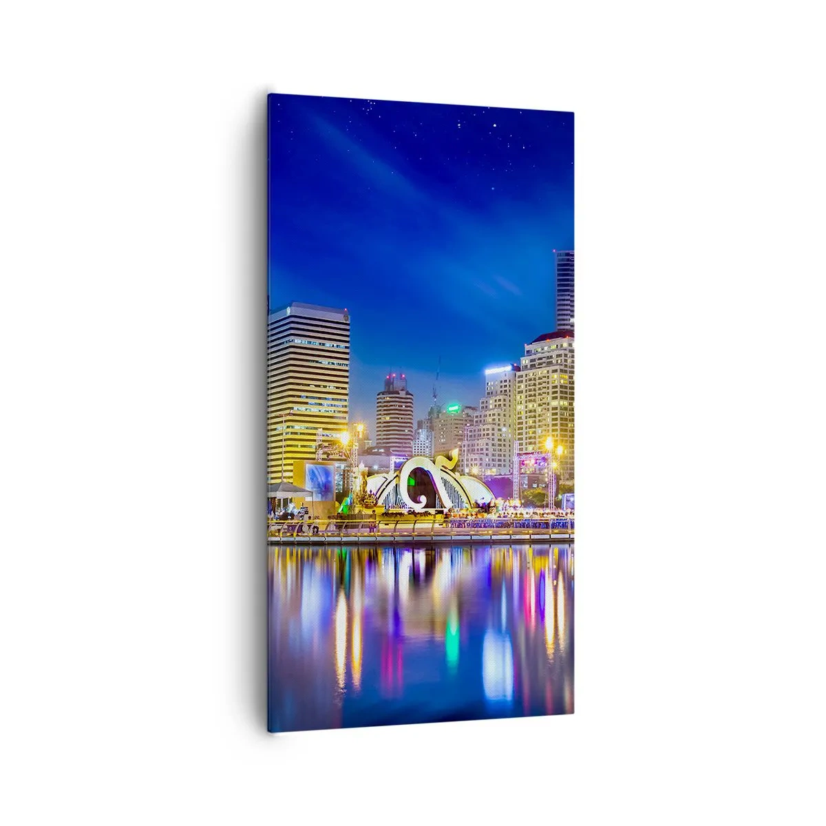 Tablou pe pânză - Noaptea de curcubeu a metropolei - 65x120 cm