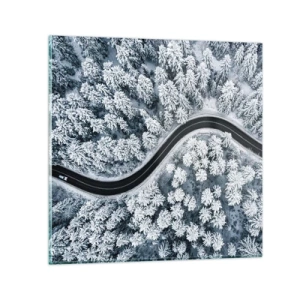 Tablou pe sticlă - Prin pădurea de iarnă - 30x30 cm