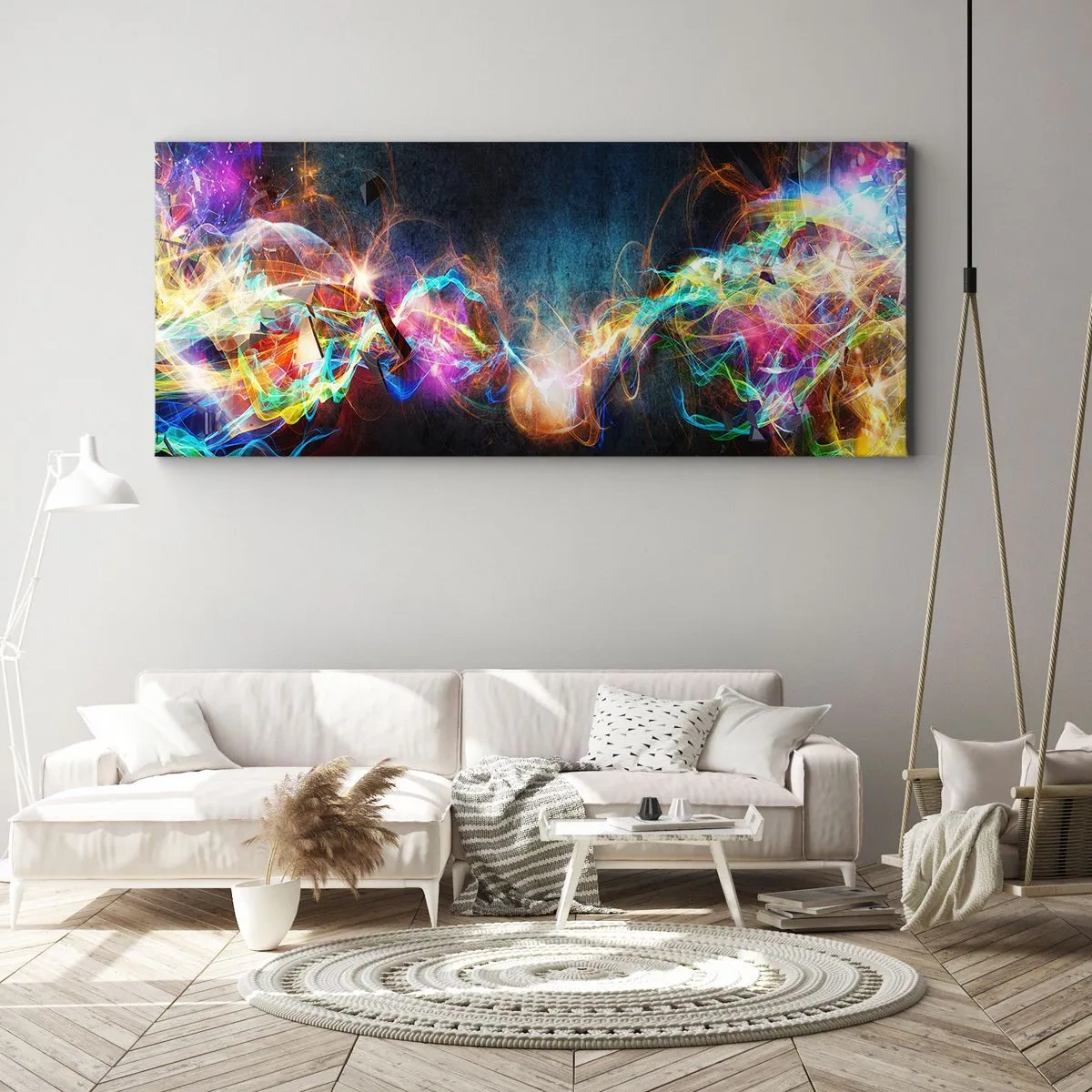 Tablou pe pânză - Cu bucurie împotriva întunericului - 160x50 cm