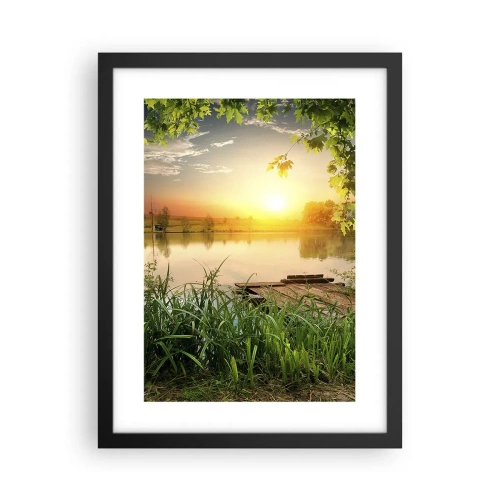Poster în ramă neagră - Peisaj într-un cadru verde - 30x40 cm