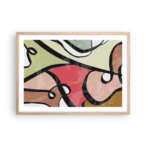Poster în ramă de stejar deschis - Piruetă printre culori - 70x50 cm