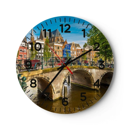 Ceas de perete - Ceas pe sticlă - Primăvara lângă canal - 30x30 cm
