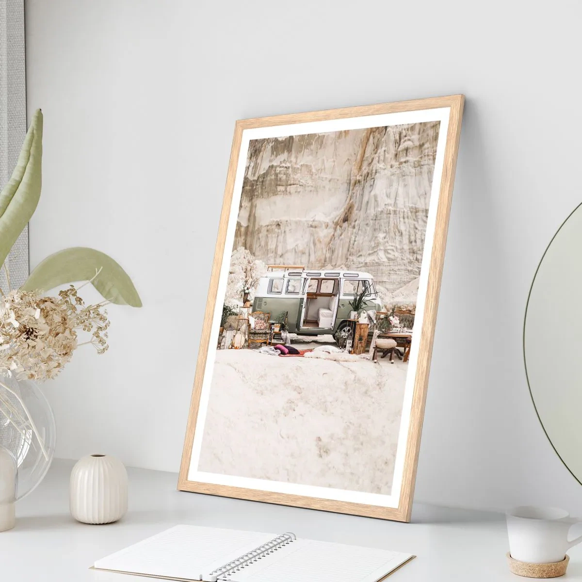 Poster în ramă de stejar deschis - Să înceapă călătoria - 40x50 cm