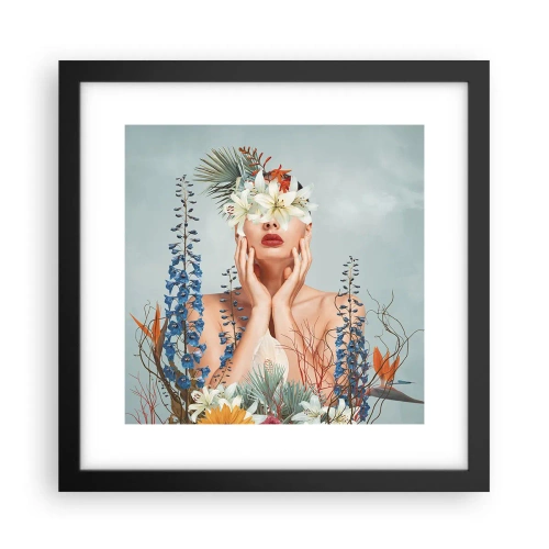 Poster în ramă neagră - Femeia floare - 30x30 cm