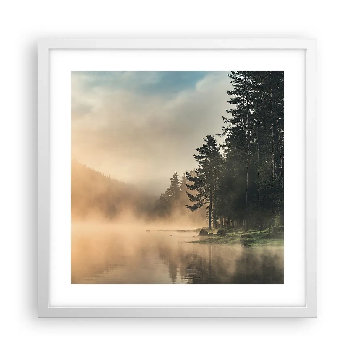 Poster în ramă albă - Nașterea unei zile - 40x40 cm