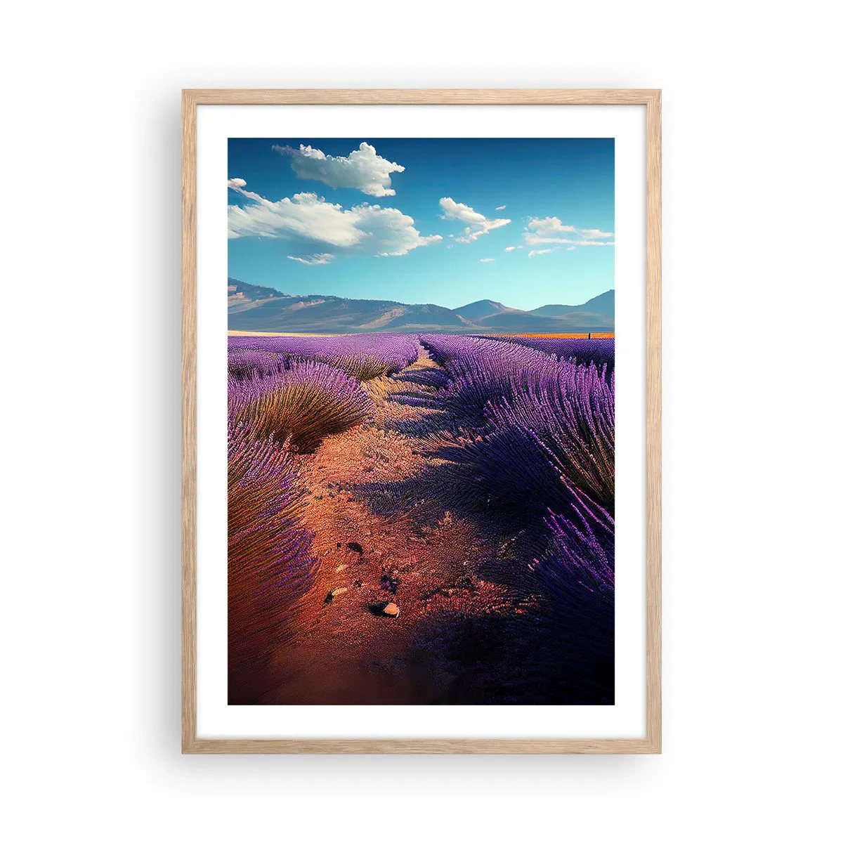 Poster în ramă de stejar deschis - Câmpuri parfumate - 50x70 cm