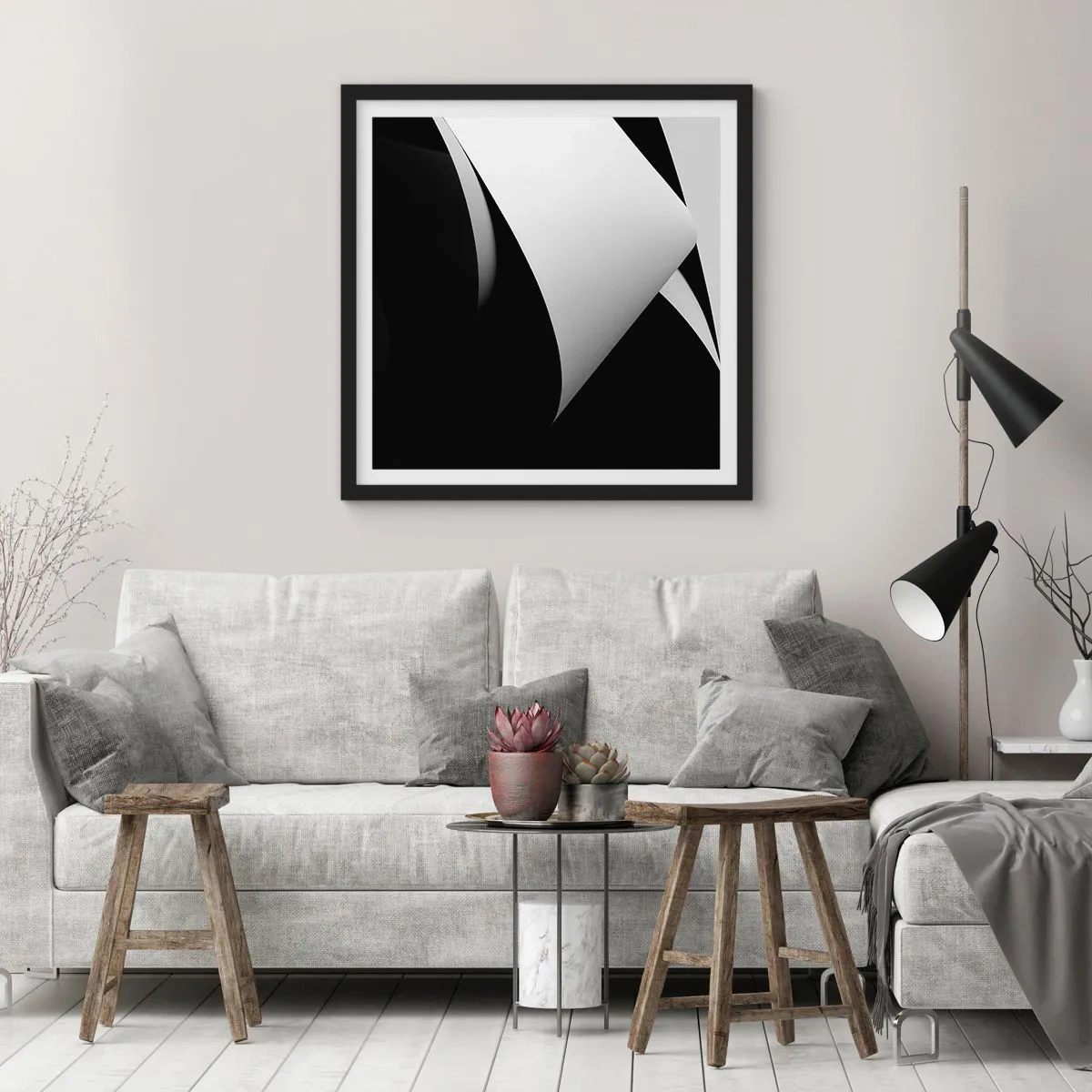 Poster în ramă neagră - Planuri de lumină din adâncurile umbrelor - 30x30 cm