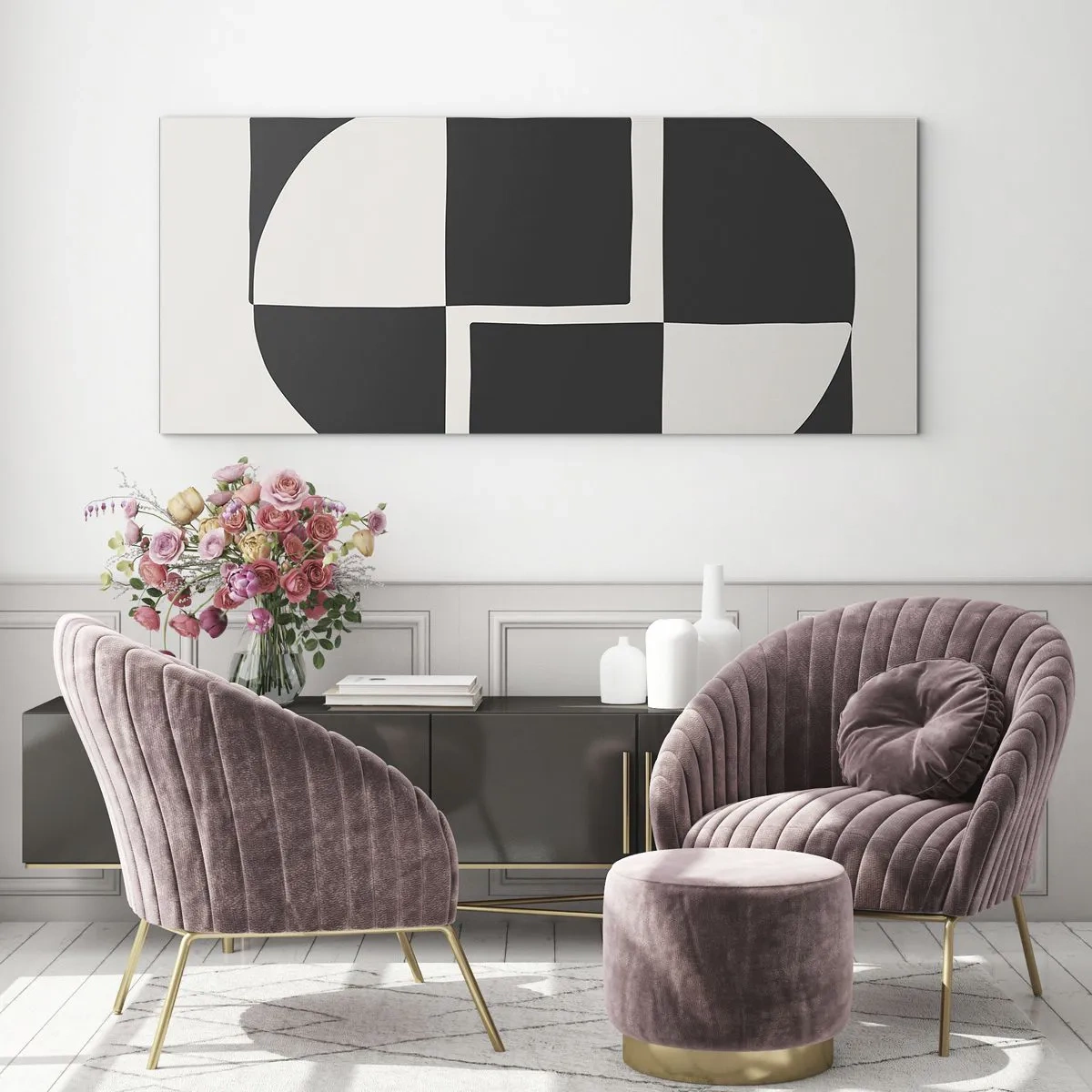 Tablou pe sticlă - Antiteză - sinteză - 140x50 cm