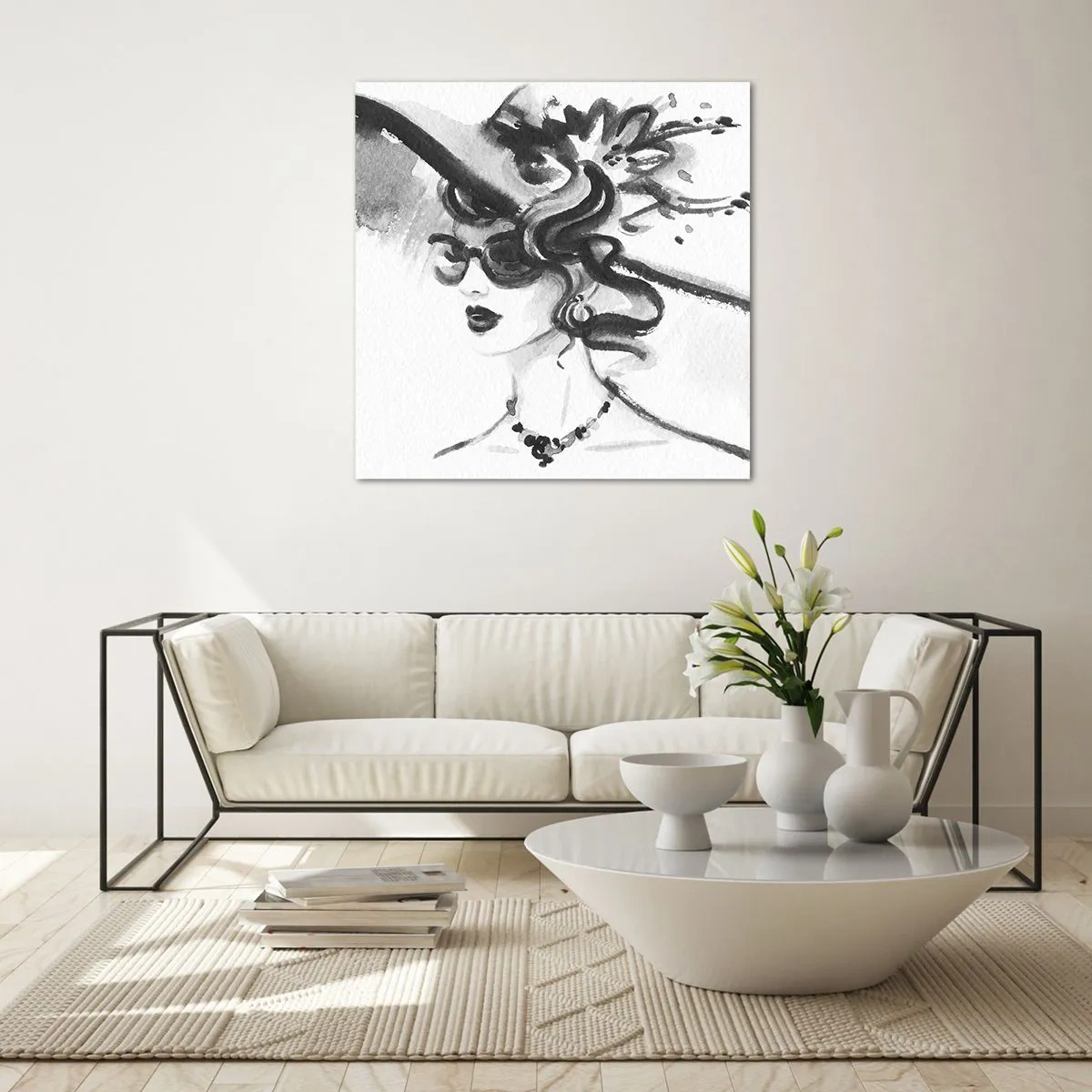 Tablou pe sticlă - Dama cu caracter - 60x60 cm