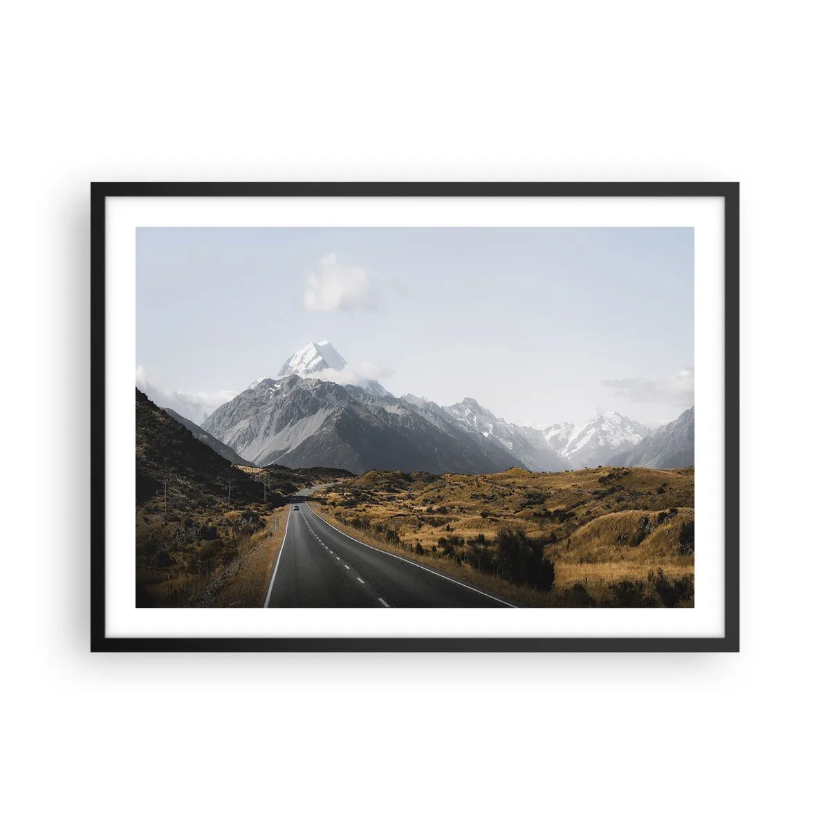 Poster în ramă neagră - Drumul spre inima munților - 70x50 cm