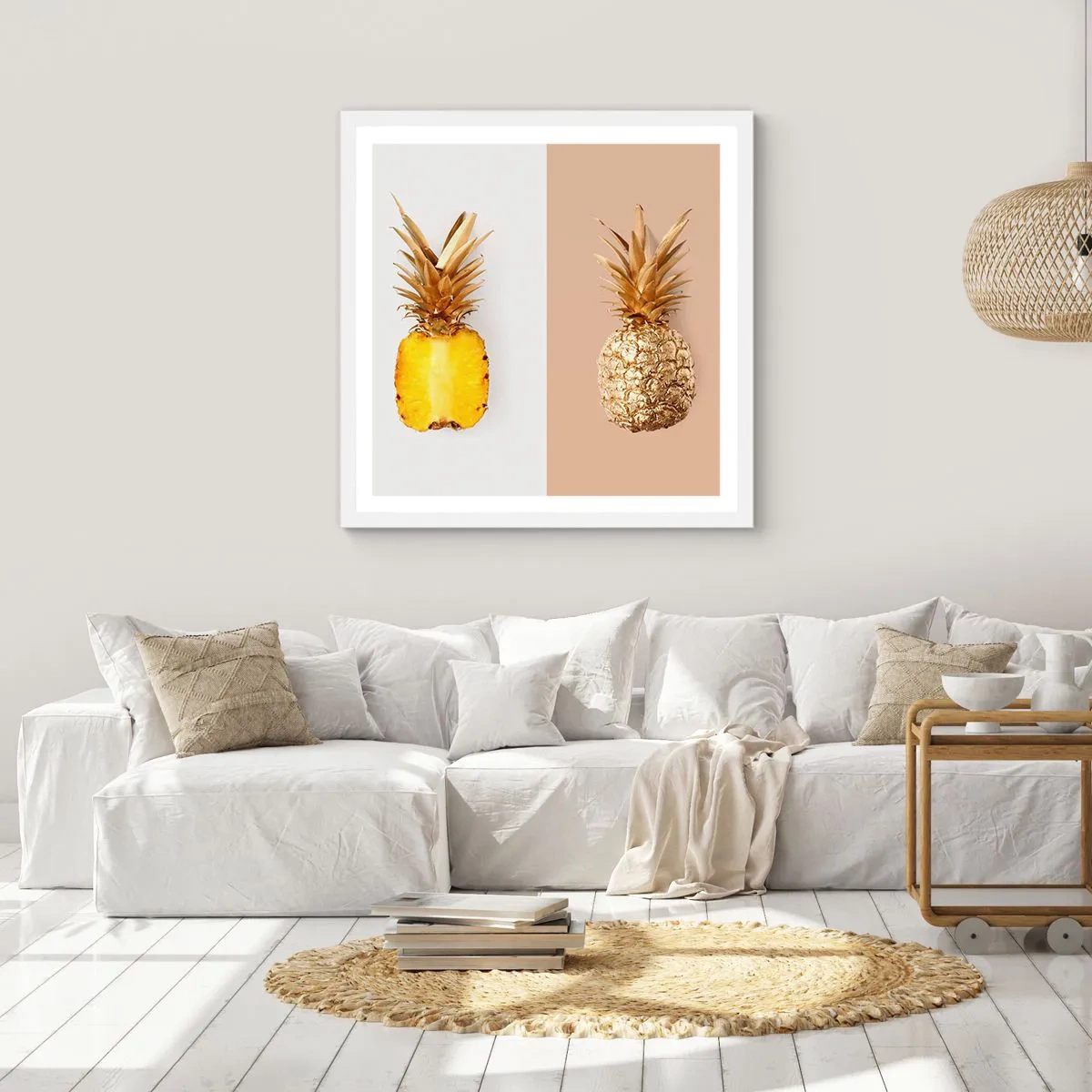 Poster în ramă albă - Ananas de împărțit - 40x40 cm