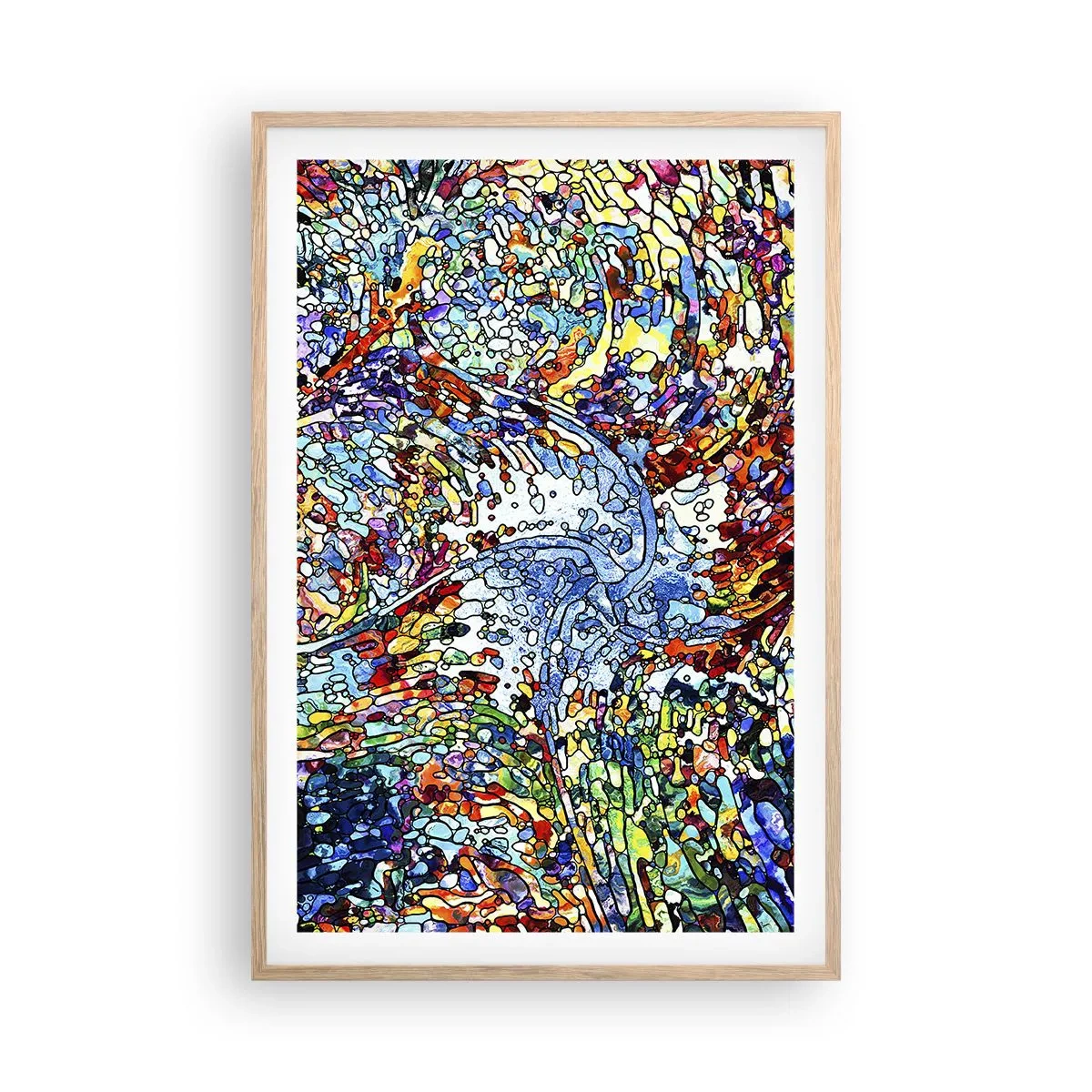Poster în ramă de stejar deschis - Vitraliu de picături - 61x91 cm