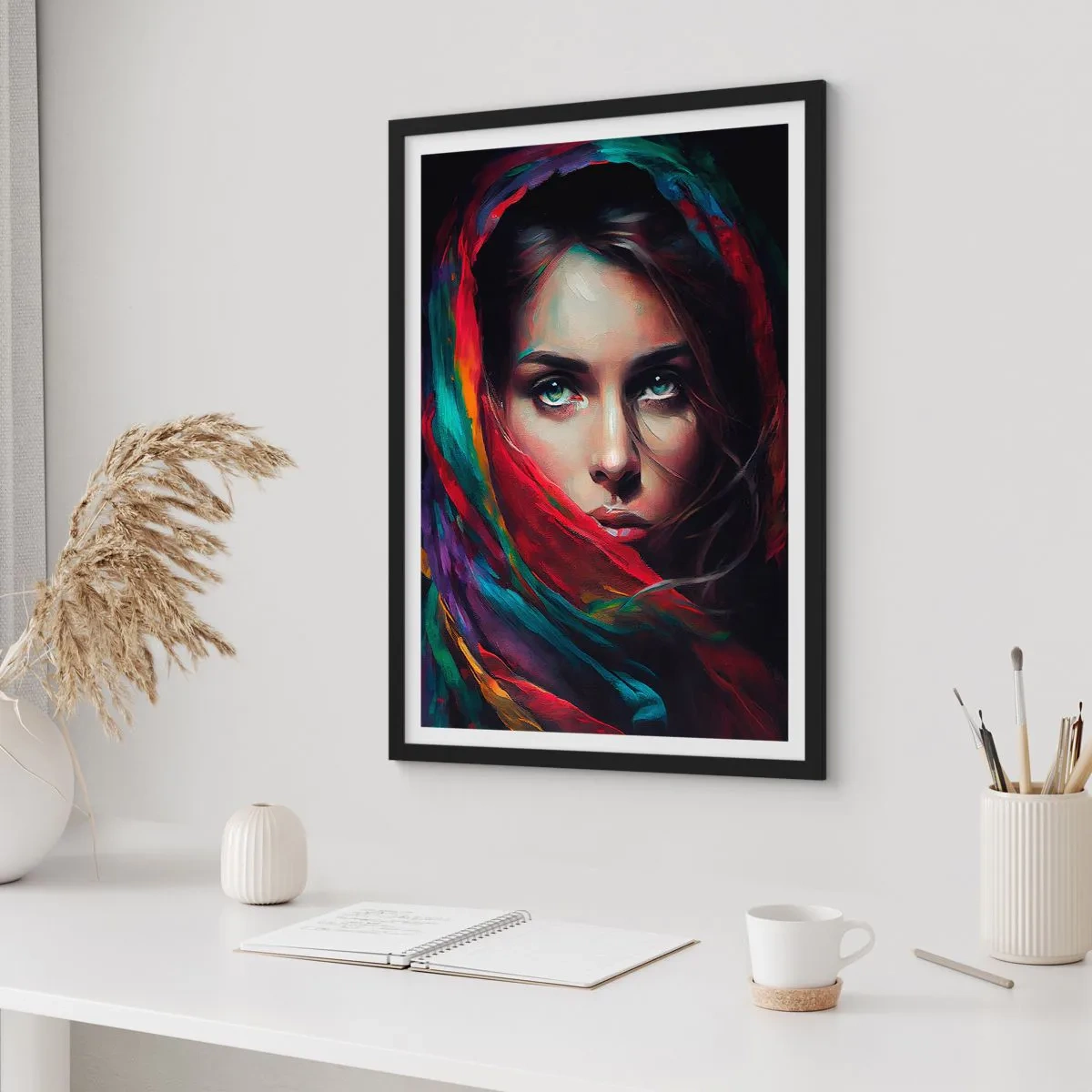 Poster în ramă neagră - Misterul ochilor verzi - 70x100 cm