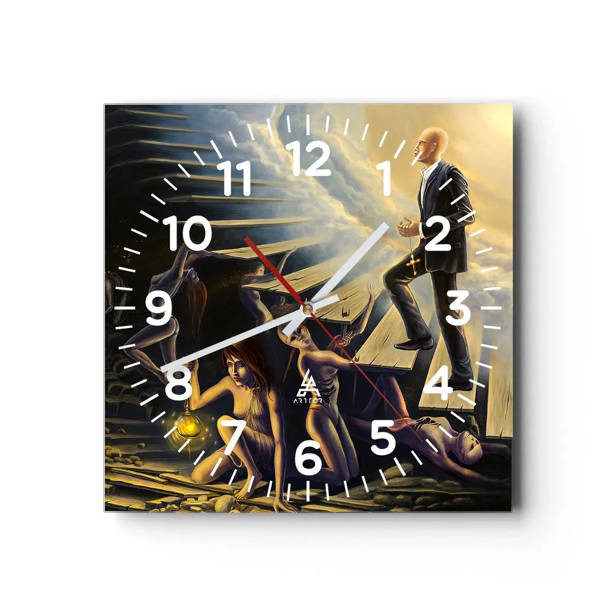 Ceas de perete - Ceas pe sticlă - O călătorie dantescă spre lumină - 40x40 cm