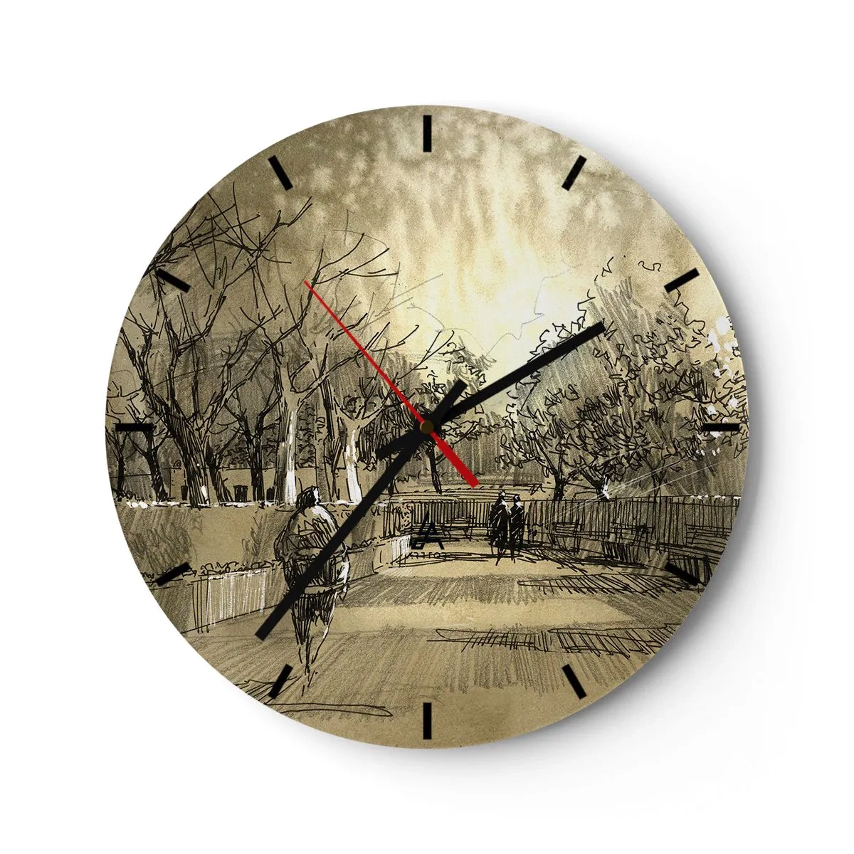 Ceas de perete - Ceas pe sticlă - Un moment reținut cu pene - 40x40 cm