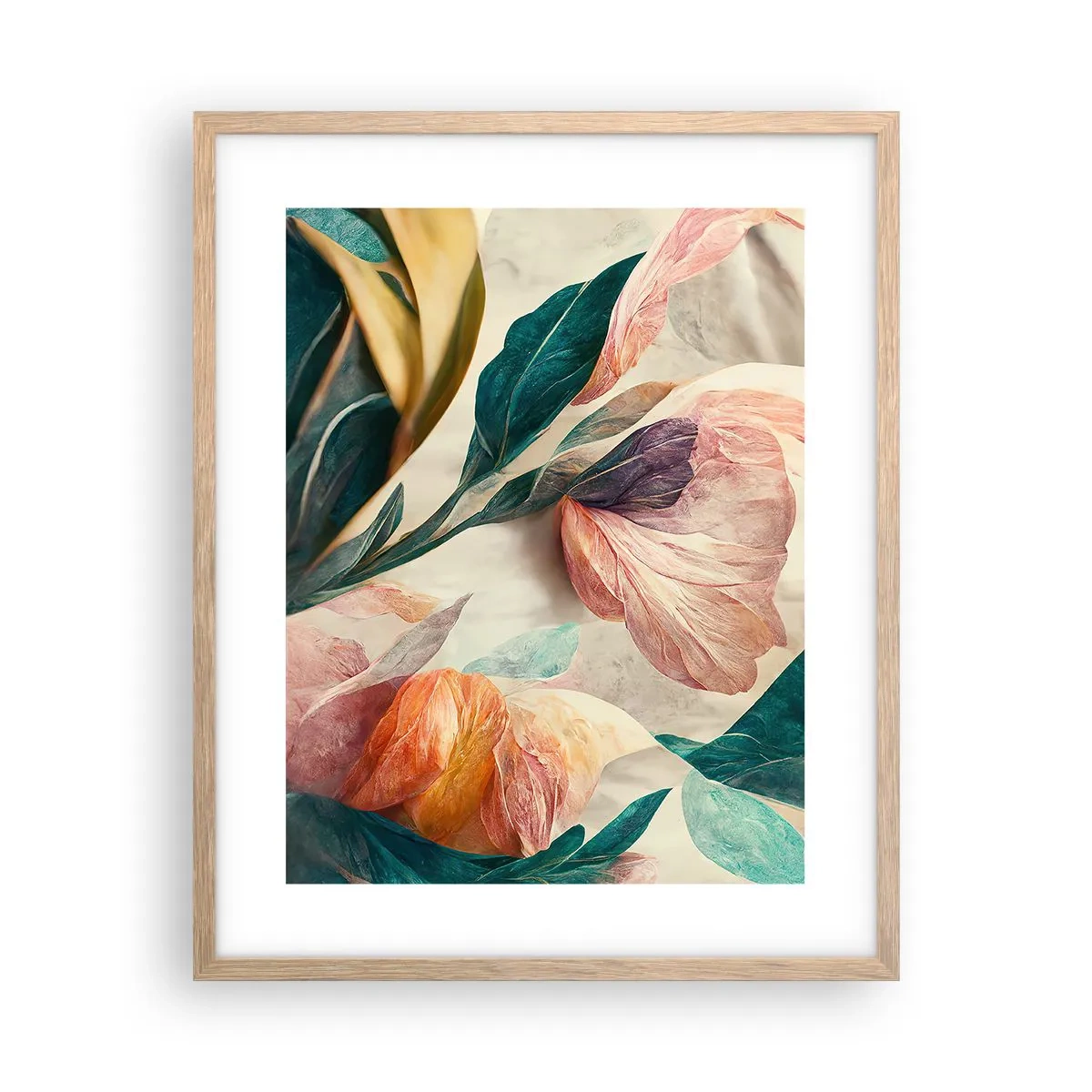 Poster în ramă de stejar deschis - Flori din insulele sudice - 40x50 cm