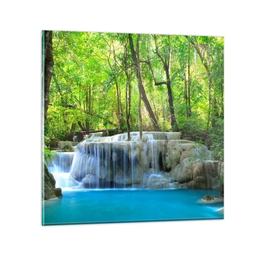 Tablou pe sticlă - Scufundat în turcoaz și verde - 40x40 cm