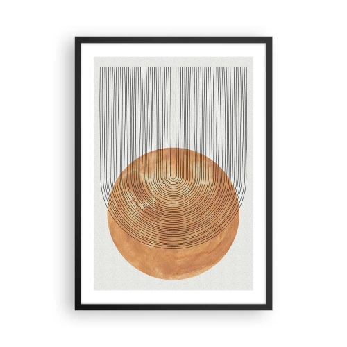 Poster în ramă neagră - Abstracție geometrică în tonuri pământii - 50x70cm - Compoziția solară - Decorațiune modernă pentru perete pentru living și dormitor ARTTOR