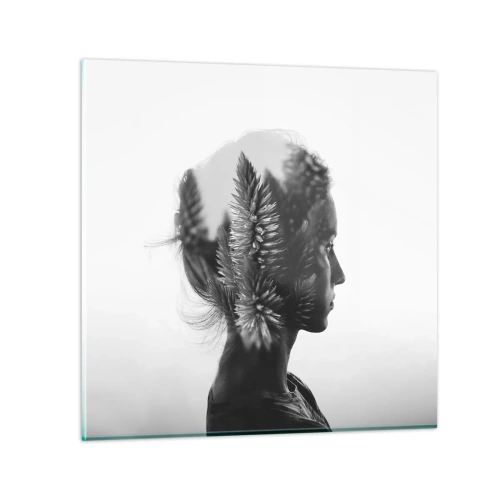 Tablou pe sticlă - Doamna din pădurea de pini - 30x30 cm