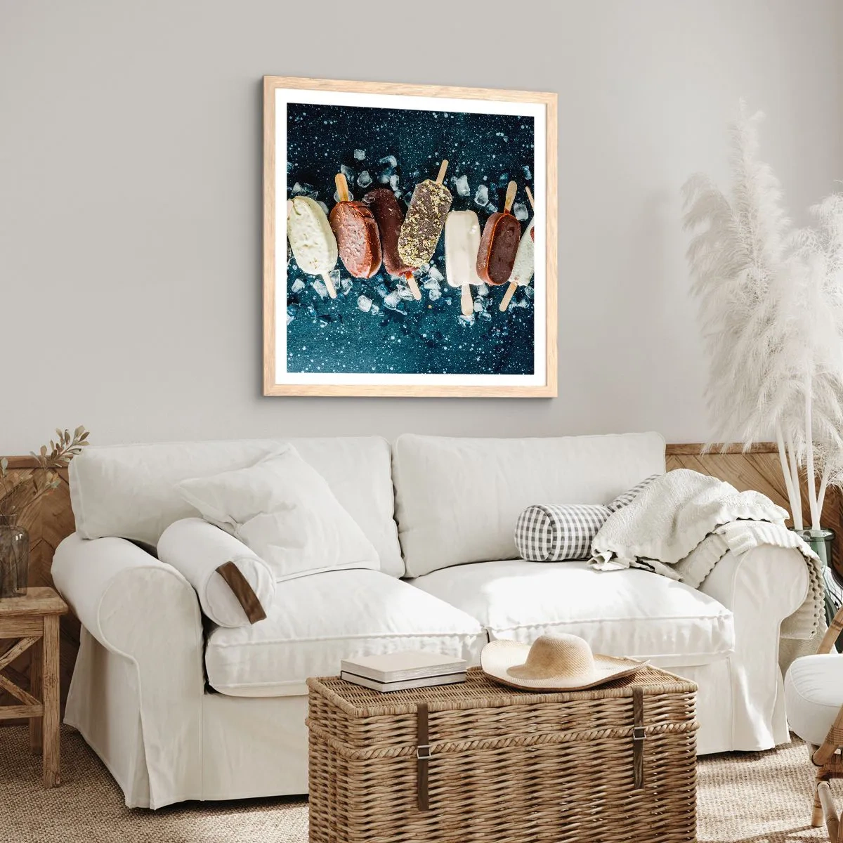 Poster în ramă de stejar deschis - Gustul unei veri fierbinți - 60x60 cm