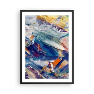 Poster în ramă neagră - Compoziție abstractă cu tușe colorate de vopsea - 50x70cm - Confuzie de culori - Decorațiune modernă pentru perete pentru living și dormitor ARTTOR