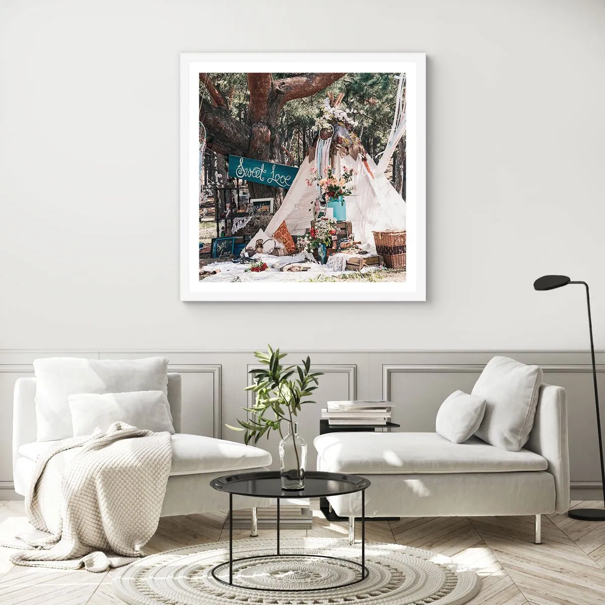 Poster în ramă albă - Make love… - 60x60 cm