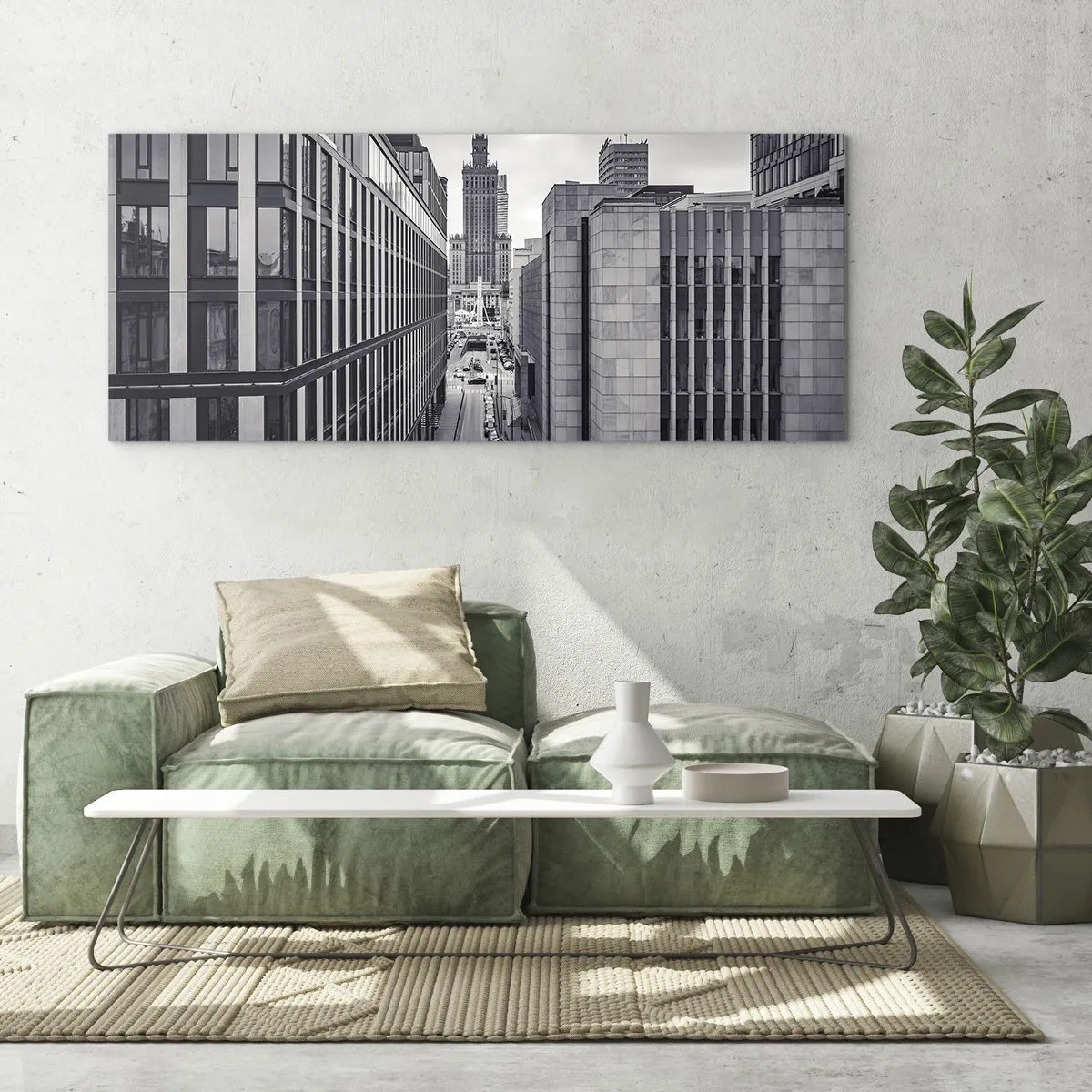 Tablou pe sticlă - Vale citadină din Varșovia - 100x40 cm