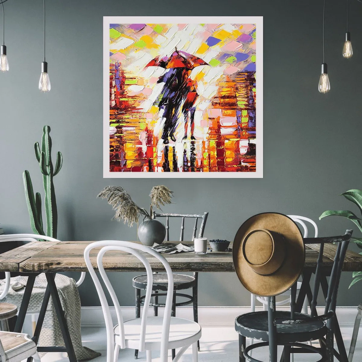 Poster - Împreună prin noapte și ploaie - 60x60 cm