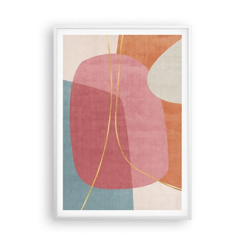 Poster în ramă albă - Compoziție pastel cu fir de aur - 70x100 cm
