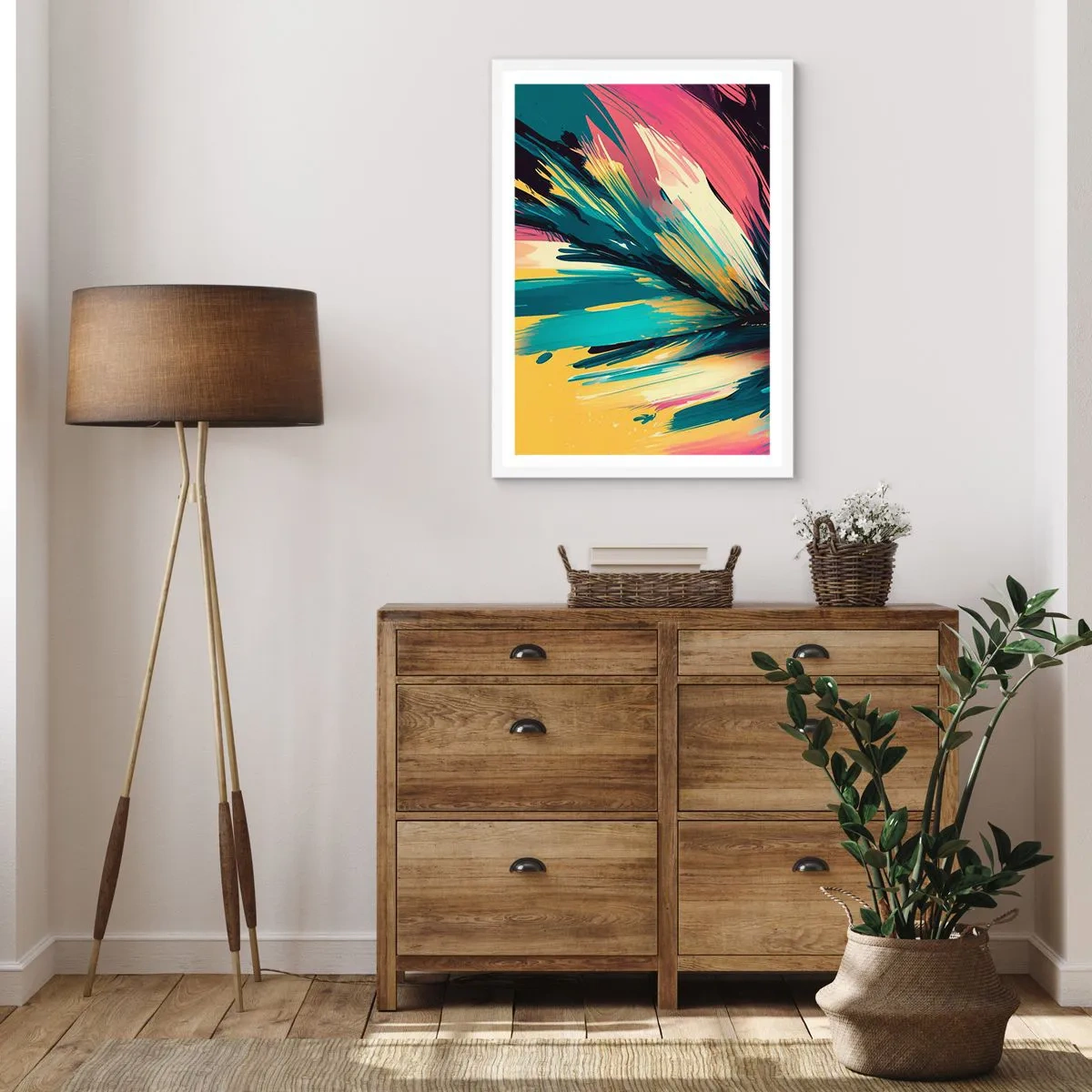 Poster în ramă albă - Compoziția - o explozie de bucurie - 70x100 cm