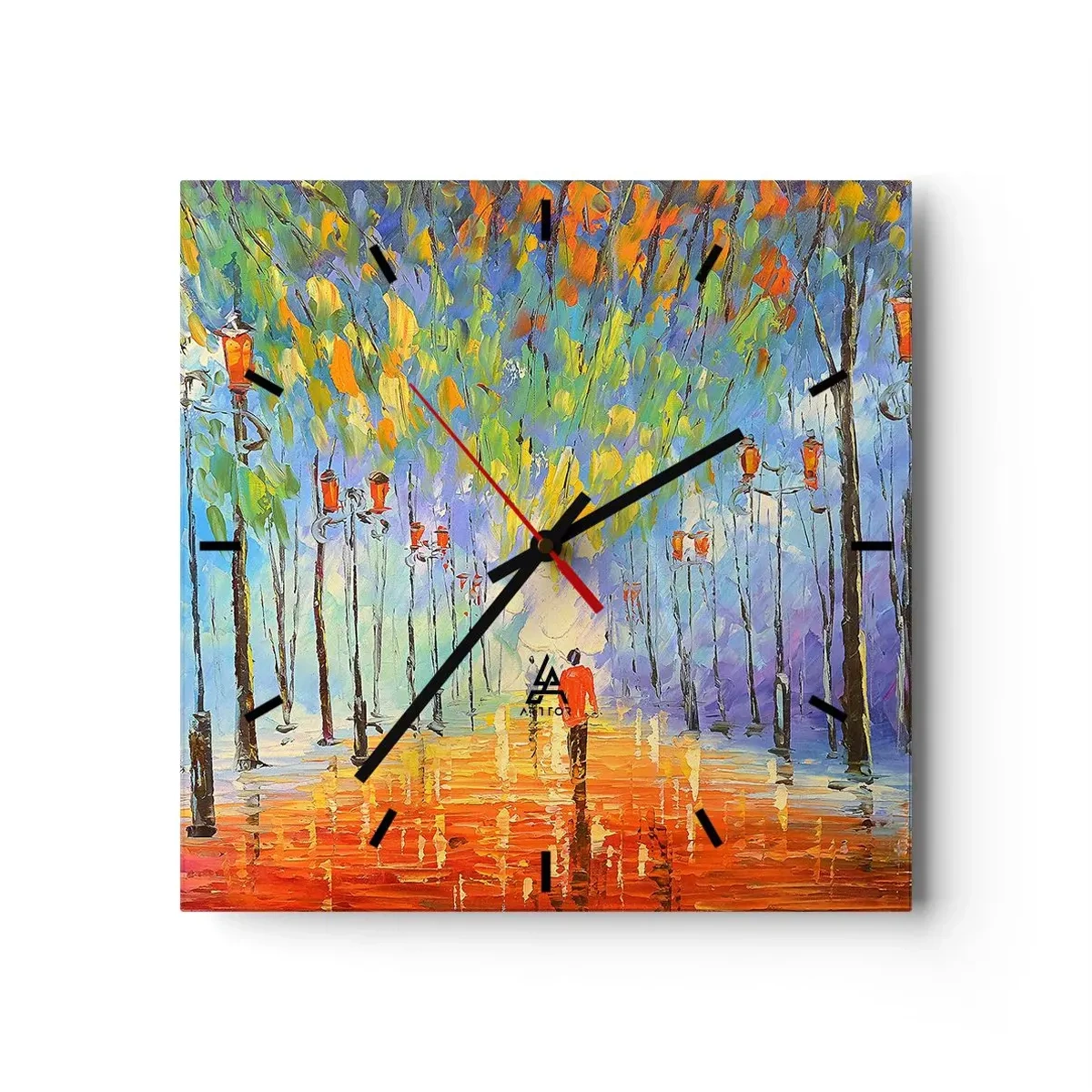 Ceas de perete - Ceas pe sticlă - Cântecul de noapte al ploii - 30x30 cm